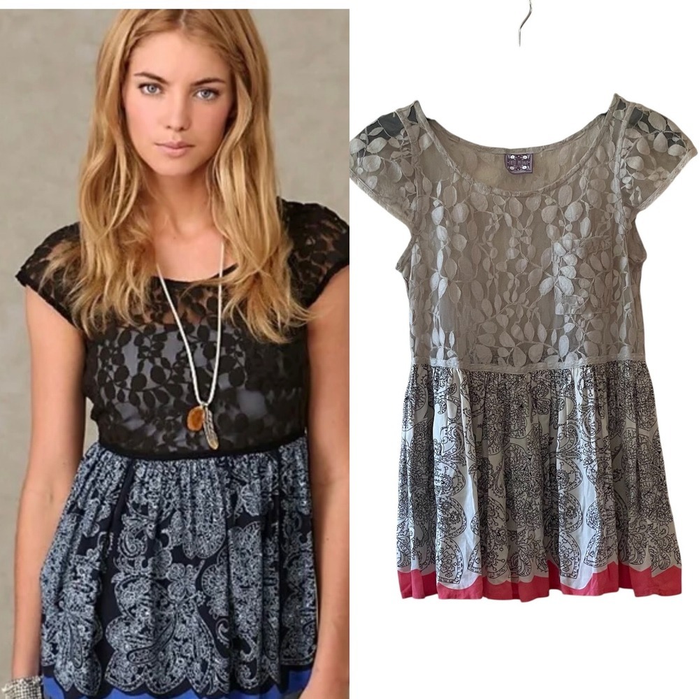 Free People Left‎ Me Speechless Lace Babydoll Top